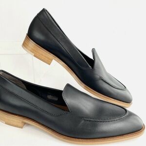 Everlane Black Leather Loafers with Tan Sole